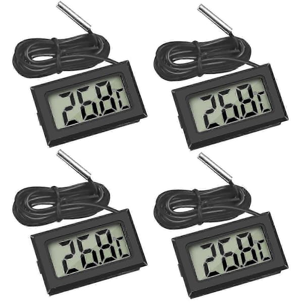 4x Digital LCD-termometer Temperaturmätare med extern sond för kylskåp frys akvarium (4x)