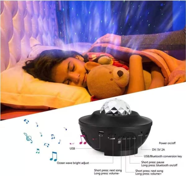 Stjärnprojektor, stjärnprojektor nattlampa med bluetooth-högtalare