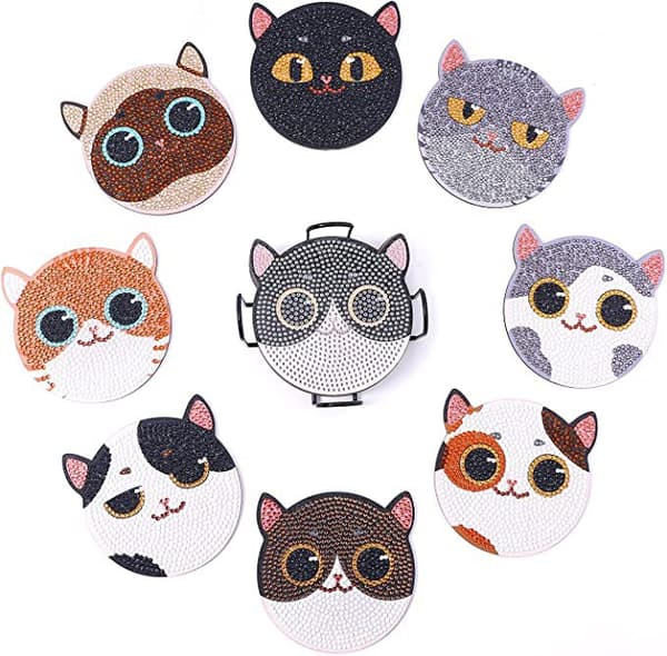 Gör-det-själv diamantmålningsunderlägg, 10-pack - katter