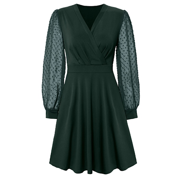 Damekjole Langærmet V-hals tunikakjole, solid jacquard