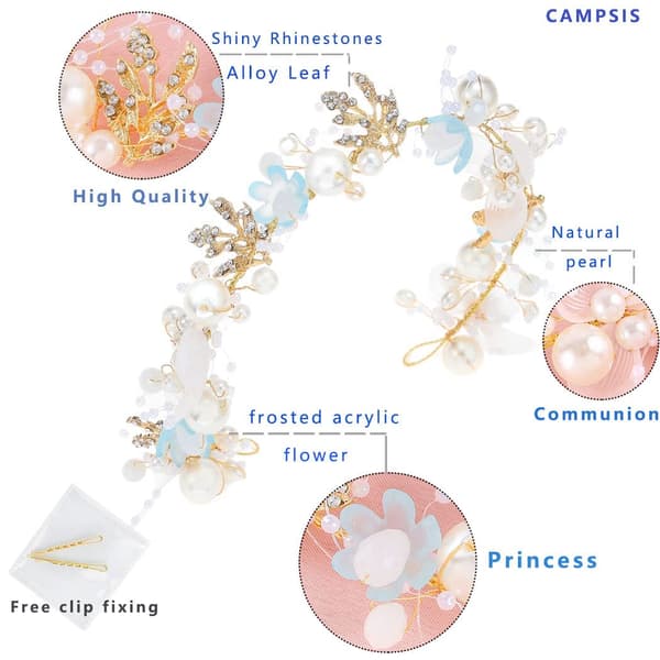 Princess Flower Crystal Headpiece Rhinestone Pearl