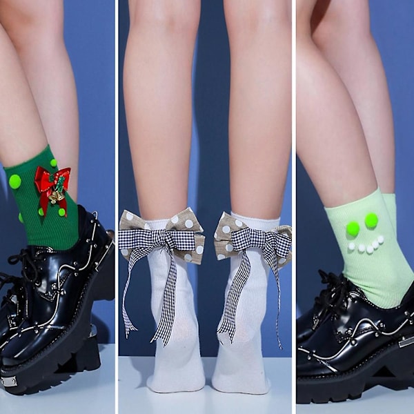 Julsockor Dam Vintervärmare Strumpor Söta rosettdesignade Varmare Strumpor Style 3
