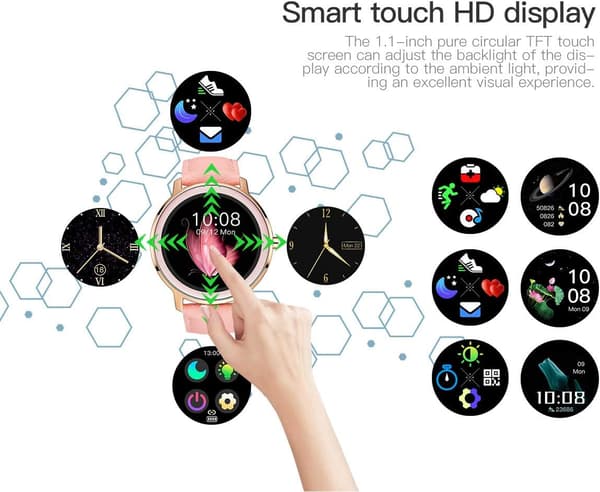 ##/Smartwatch til kvinder Smartwatch Rund Vandtæt Smartwatch wit##/