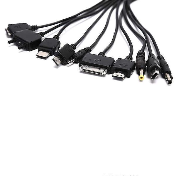 Universell 10-i-1 multifunksjons mobiltelefon spill USB-ladekabel lader