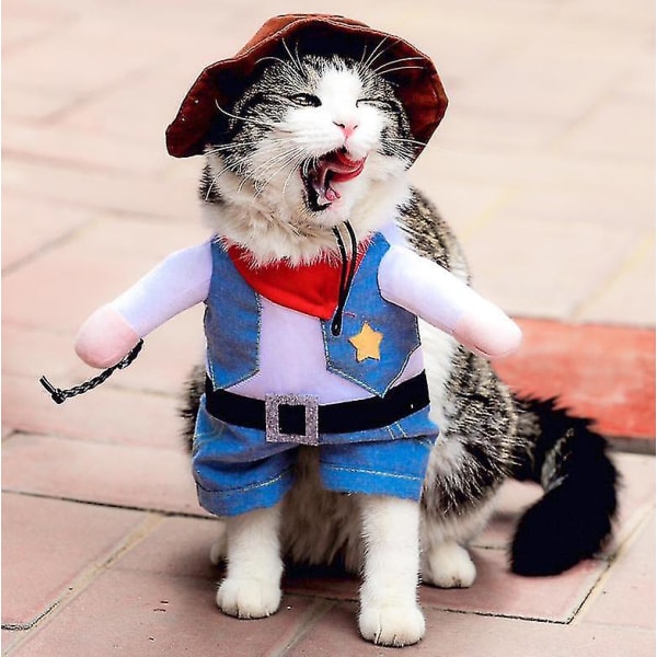 Katt Kläder för husdjur Polissköterska Cow-boy Rolig upprätt kostym cow-boy L