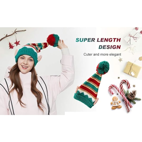 Höst och vinter stickning älva öron ull mössa rand jul mössa kreativ jul mössa elegant stickning varm hålla kul nyårshelg fest