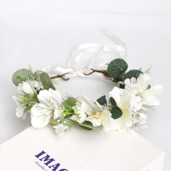 AVEKI Damer Girs Blomma Krona Brud Eucalyptus Halo Bröllop Blommor Pannband Photo Shoot，GSG-017