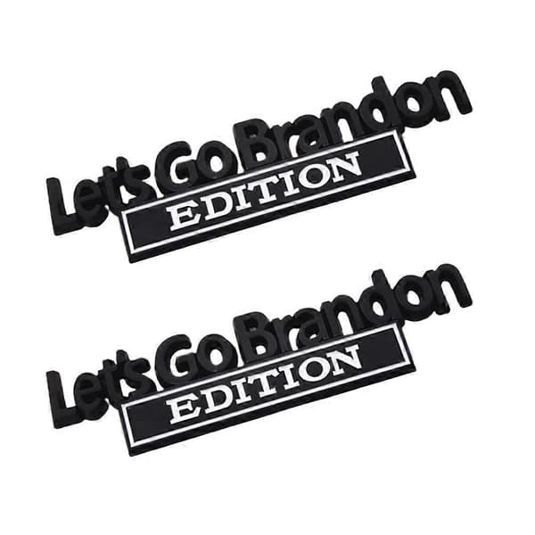 2 st \"Lets Go Brandon\" bilsidodekaler, bilmetallmärke, bildekorationsaccessoarer