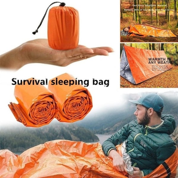 Utomhus nödsovsäck Thermal Vattentät polyesterfilm Nödcamping camping överlevnadsutrustning (1 förpackning)