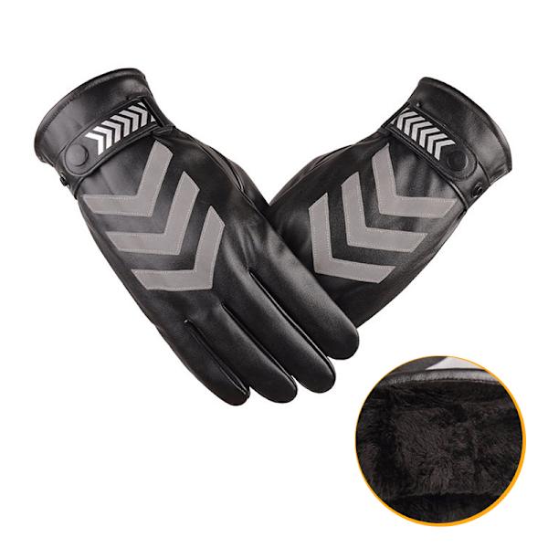 Vinter Herr PU Läder Vante Håller Varm Vindtät Outdoor Reflec Black