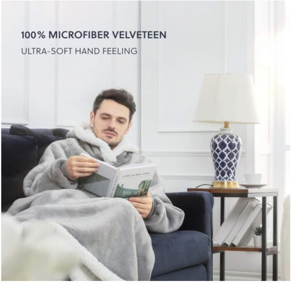 Hoodie Ærmer Blød Plaid Fuld Kropsplaid 150CM Sofaplaid