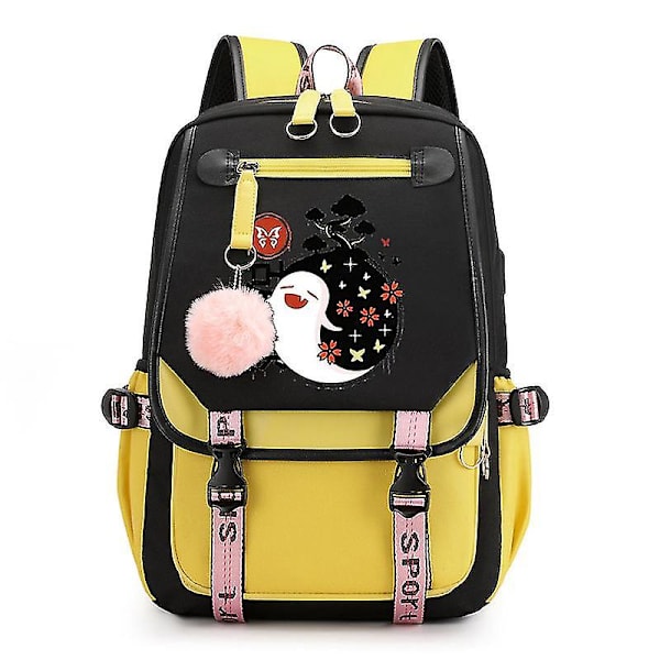 Koulureppu tytöille Teini-ikäisten reppu Kirjalaukut Lapset USB Genshin Impact Anime Koululaukku Opiskelijareppu Laukku lapsilleYL-Genshin82