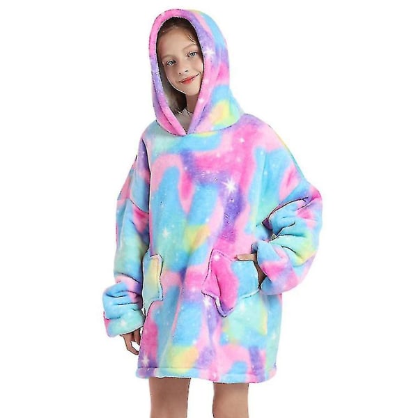 Kæmpe Tæppe Hoodie Børn Pige Dreng Varm Blød Sherpa Fleece Oversized Plys Hættetrøje Vinter one size