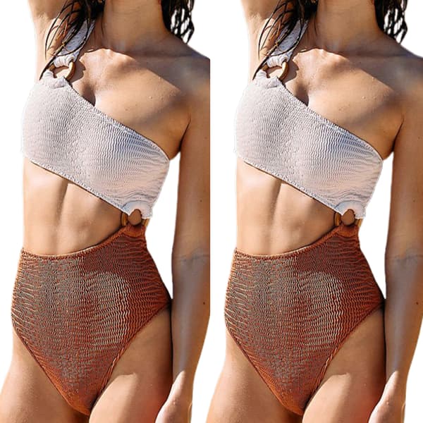 Badedrakt i ett stykke med høy midje - Elastisk lim Bikini for kvinner S