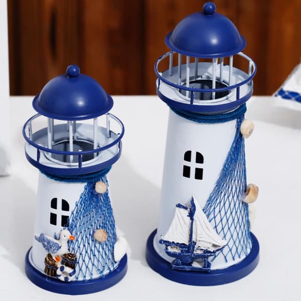 Mediterranean Tower Candle Lighthouse Iron Lysestake hjem Met Random style 1