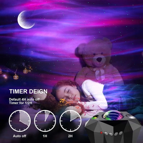Laser Aurora Galaxy Starry Sky Projector Färgglad LED-projektion black
