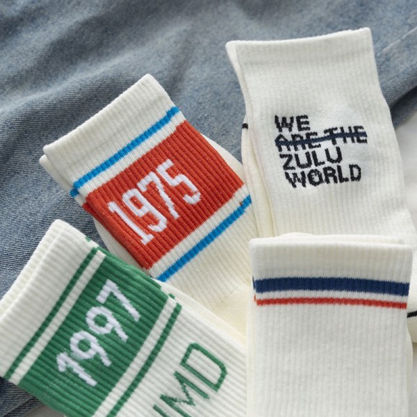 Streetwear strumpor Dam n Style Crew Letter Bomullsstrumpor A1