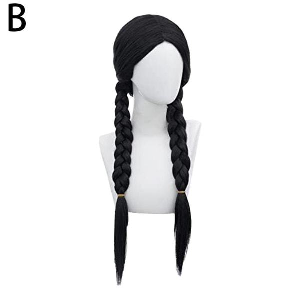 Barne Jenter Onsdag Addams Parykk Lang Rett Midtskill Varme R blackB no bangs