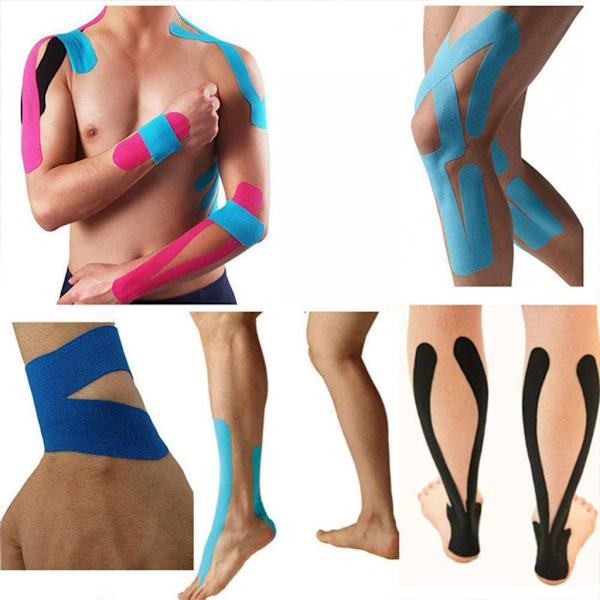 6 rullar elastisk kinesiologitejp Träning Fysiologitejp 5cm*5m (slumpmässig färg)