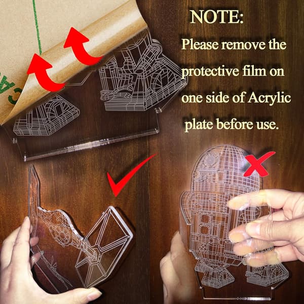 3D LED Star Wars Night Light, 3D Illusion Lamp Tre Mönster