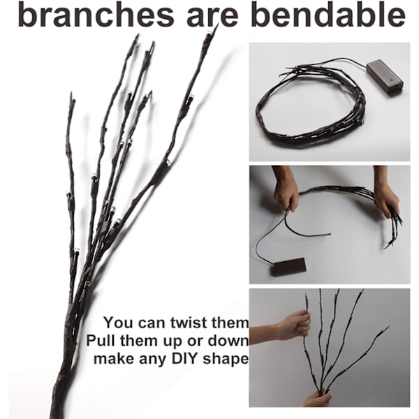 5-pack LED-grenbelysning Batteridriven Willow Branch-belysning