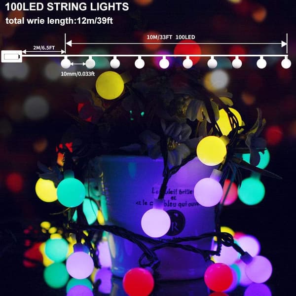 Solar String Lights Outdoor Solar Lights 100LED 12M Vattentät