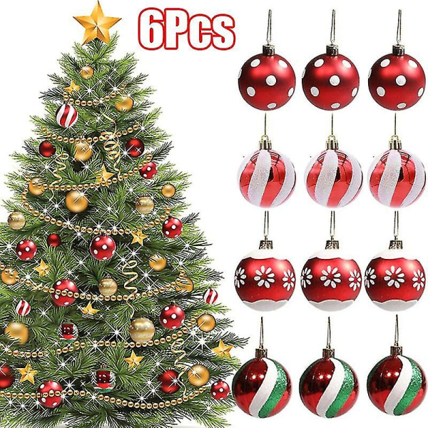 6 stk/kartong Julekuler Hengende Juletrepynt Ball Juledekor for hjem jul nyttår 2023 Navidad gave Styles 9