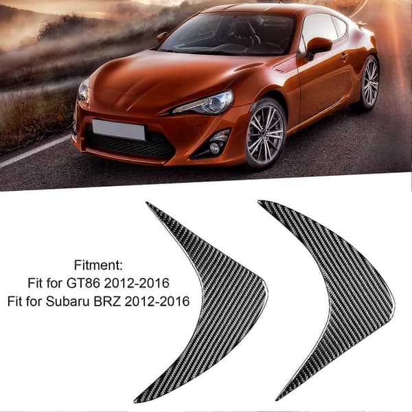Par kolfiber strålkastarögonbryn framlampa ögonlock passar för Subaru BRZ 2012-2016