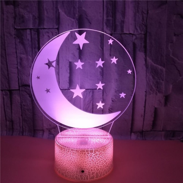 Moon 3D Night Light, 7 färger som ändras med Touch & Remote Co