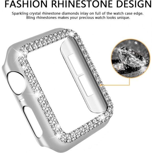 För Apple Watch Case 44mm Series 6/5/4 SE Bling Rhinestone Apple Watch Case Bumper Frame Case för iWatch Series 44mm Silver