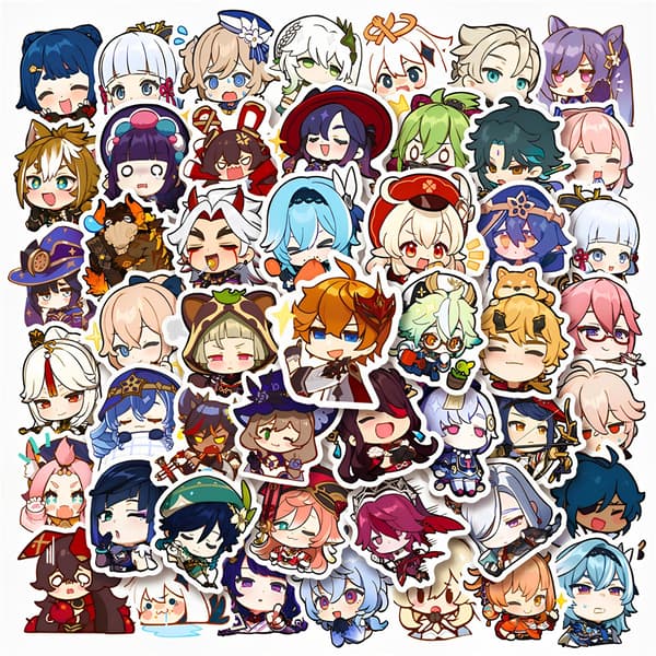 50st Genshin Impact Stickers Venti Klee Graffiti Bagage Decor