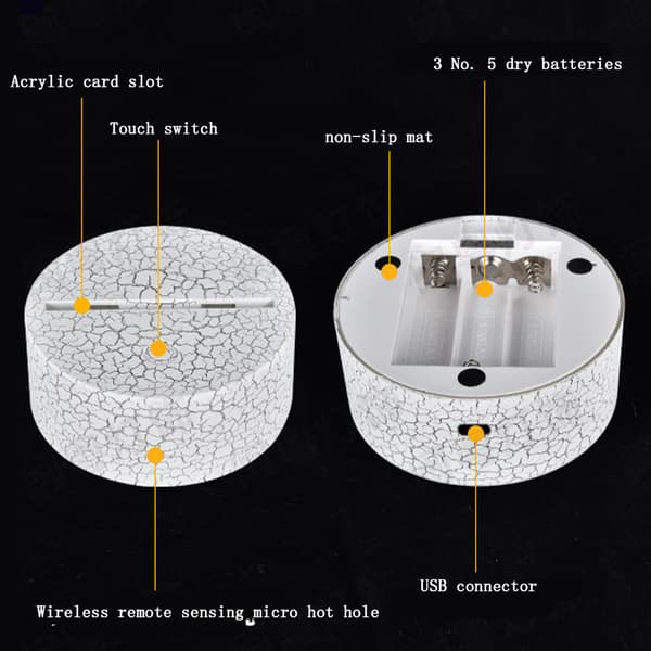 3D Illusjon Nattlys Skrivebordslampe med fjernkontroll dekorpresent