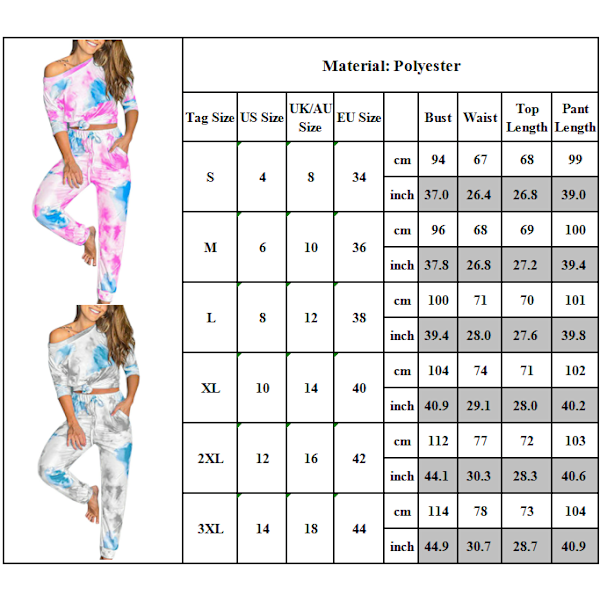 Naisten Tie Dye -loungewear-löysät verkkarit, setti, oloasu Grey 2XL