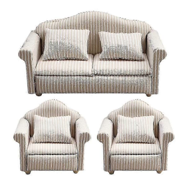 3 stk Miniatyr Sofa Modell Dukkehus Møbler Sofa Miniatyr Sofa Modell Miniatyr Sofapute