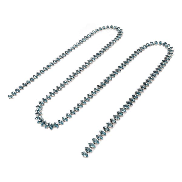 Strassklokedja 1 Yard Lång Glittrande Elegant Multifunktionell Strassremsa för Smycken Kläder DIY Blå