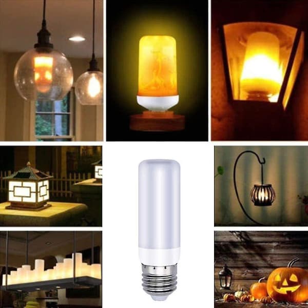 LED Flameffekt Glödlampor Juldekor Upp och ner Effekt Yellow light