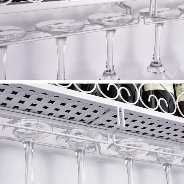 Veggmontert jern Vinstativ Flaske Champagneglassholder White 25*10*17cm