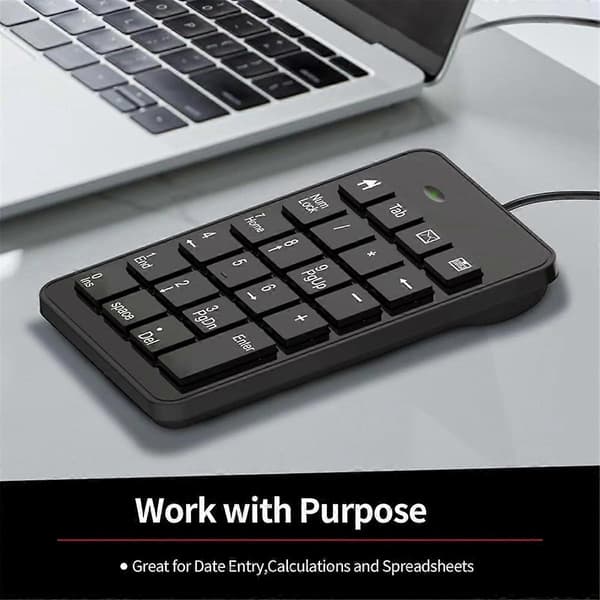 Kablet numerisk tastatur, USB 23-tasters numerisk tastatur til finansiel regnskab, kontortilbehør til bærbar computer, pc, computer
