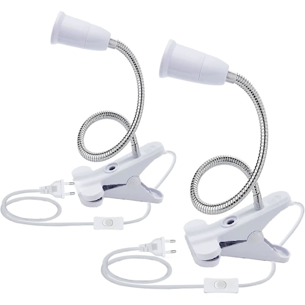 2st led bordslampa sockel E27 klämma glödlampssockel svanhals lamphållare sockel bordslampa klämma sockel med switch 360 lampsockel för läsning, smink