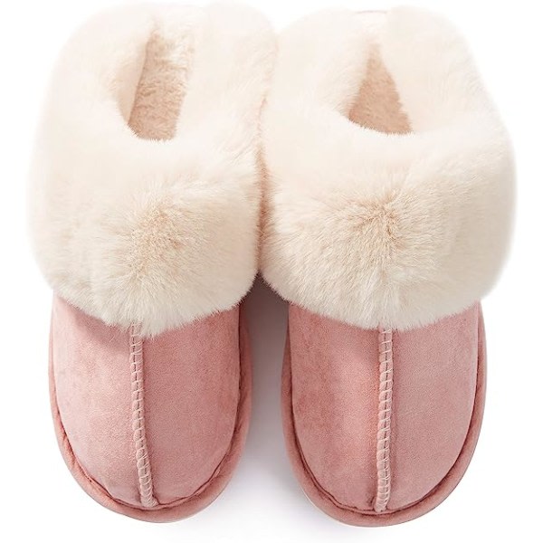 Naisten tohvelit Memory Foam Pehmeä Lämmin Slip On Kotitohvelit, Liukumaton Pehmo Sisä- ja ulkokäyttöön (Koko: Suuri)