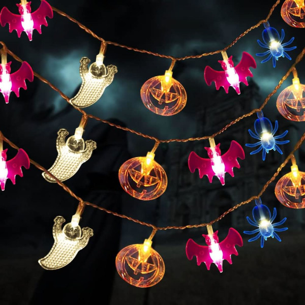 Halloween Lights 6,5 FT - 20 LED-lampor Pumpkins Ghosts Bats Spider-batteri