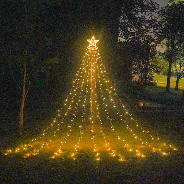 Julebelysning udendørs, 350 LED Star Waterfall