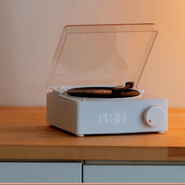 (Vit) Retro Vinyl Skivspelare Stil Bluetooth Högtalare Gramoph