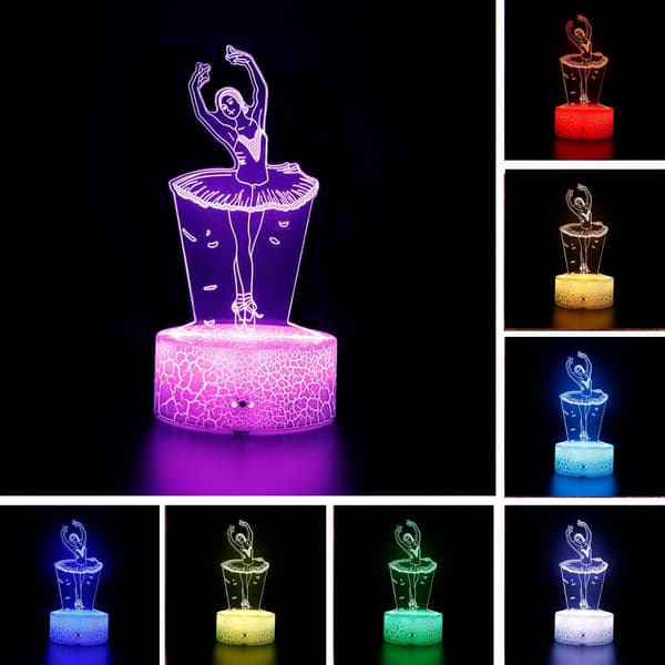 Söt Balett Ballerina 3D LED Optisk Illusion Sov Natt Li