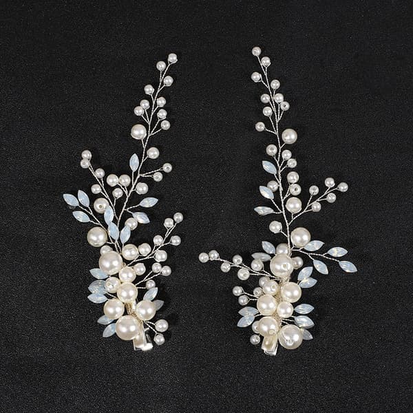 Hårklämmor för bröllopspärlor（2PCS）- Rhinestone-håraccessoarer för brudkvinnor (guld)