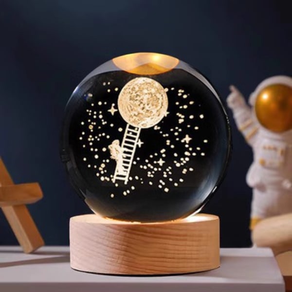 Indre utskåret rund lysende base kreativ krystallkule som lander på månen separate crystal ball