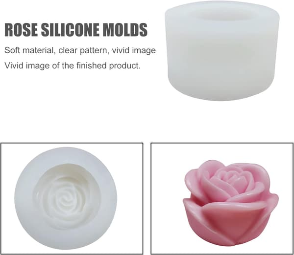 Set med 3 Rosljusformar, 3D-blomformar för tårtdekoration