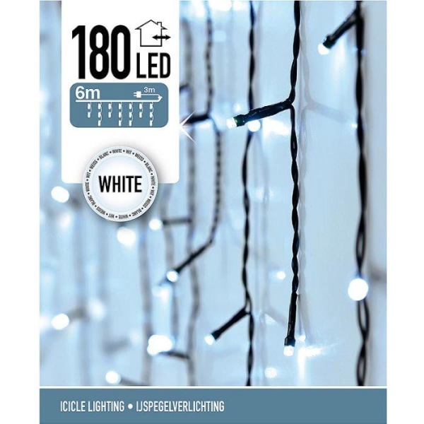 Istappsslinga i olika höjder- 180 LED - 6 meter - IP44 white