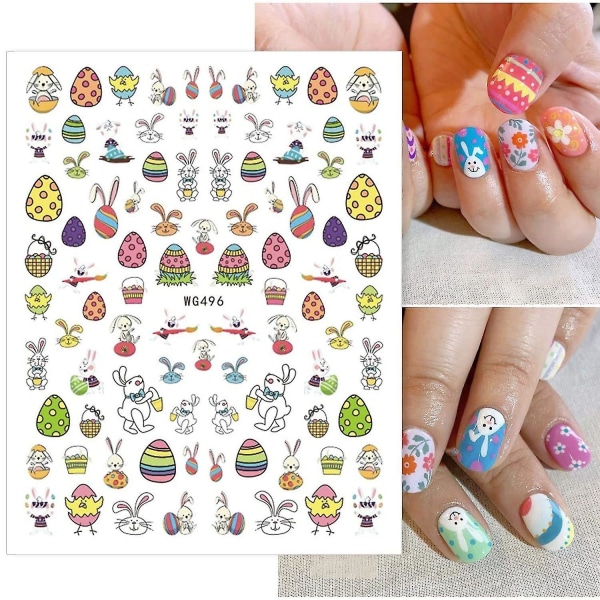 Påsk Nail Art Stickers Dekaler Påsk Nageldekorationer Påskägg Bunny Geometry 3d Slider Sticker