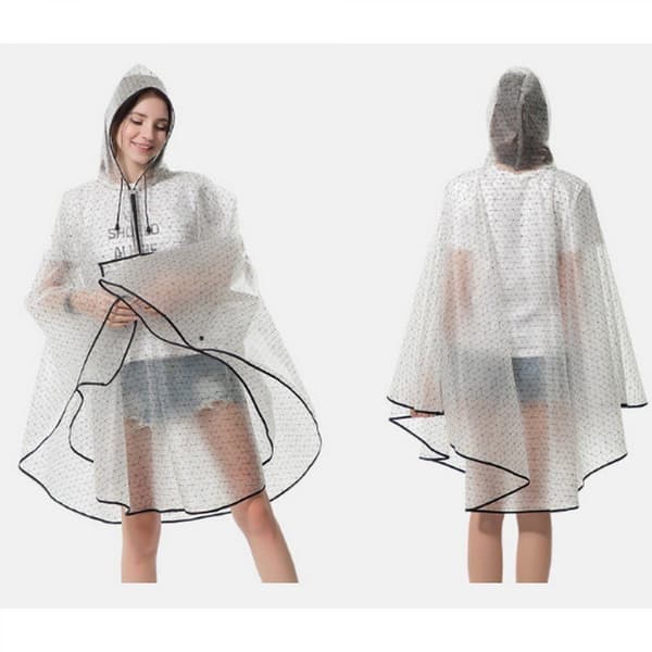 Regnponcho förtjockad och transparent vattentät regncape regnjacka